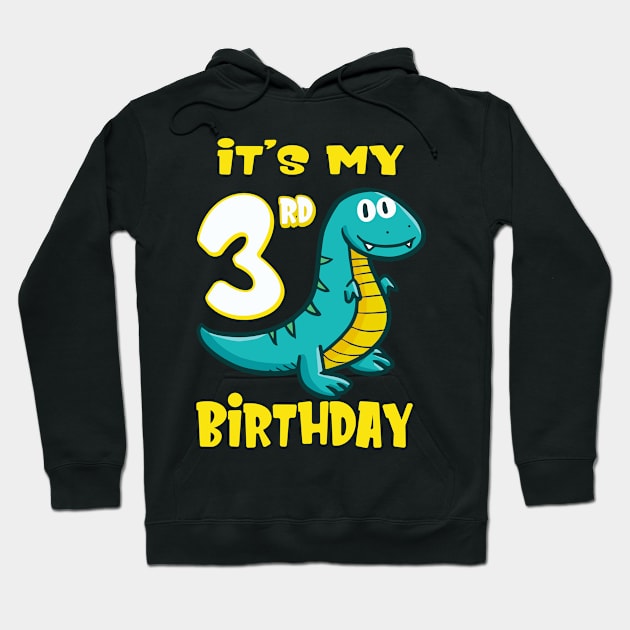 Cute Dinosaur 3rd Birthday Shirt Boys Hoodie by Foxxy Merch